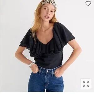 J. Crew Double Ruffle Cotton Voile Top